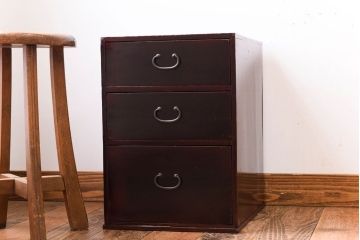 アンティーク家具　大正・昭和期　古い木製のアンティーク小引き出し