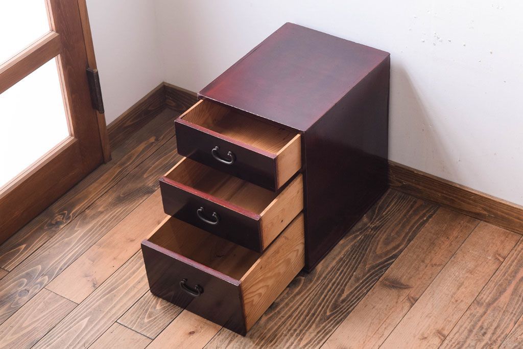 アンティーク家具　大正・昭和期　古い木製のアンティーク小引き出し