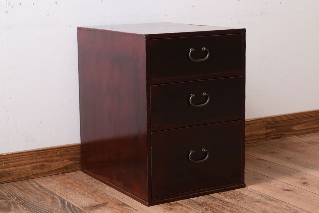 アンティーク家具　大正・昭和期　古い木製のアンティーク小引き出し