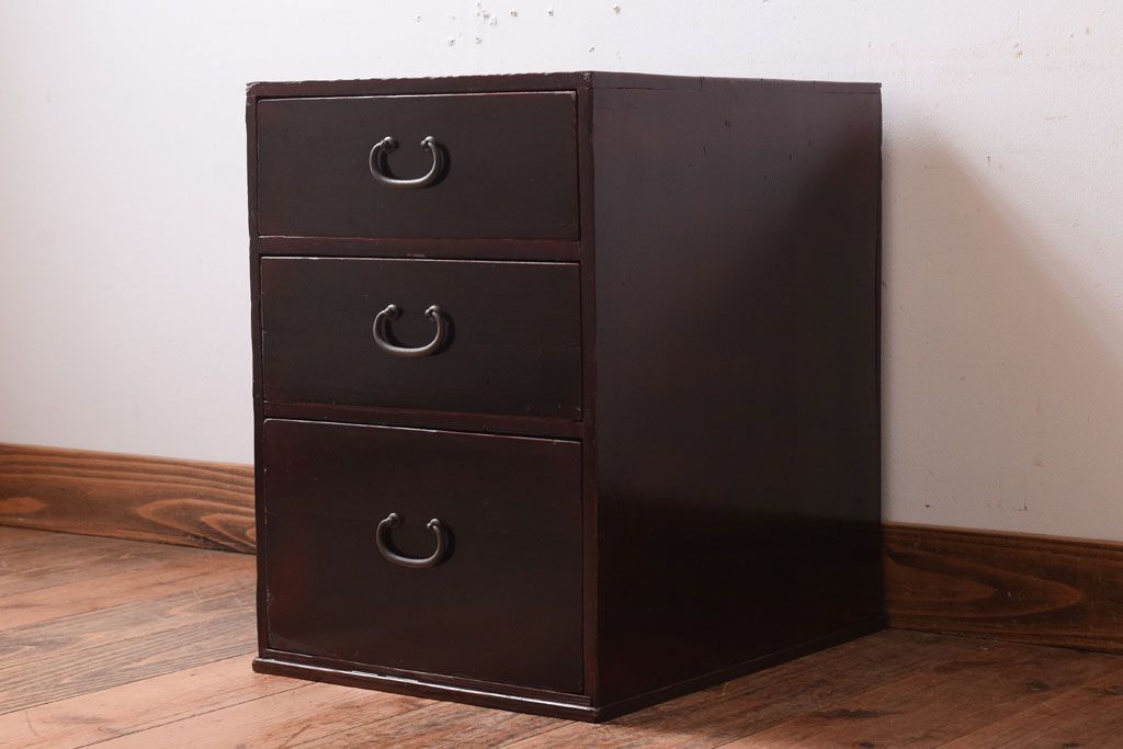 アンティーク家具　大正・昭和期　古い木製のアンティーク小引き出し