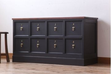 アンティーク家具　マットブラックペイント!おしゃれなローチェスト(ローボード)