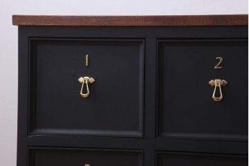 アンティーク家具　マットブラックペイント!おしゃれなローチェスト(ローボード)