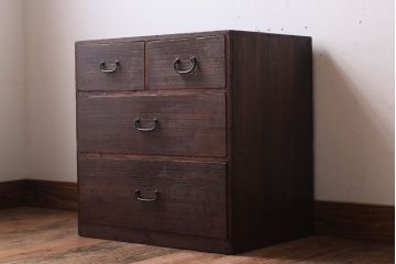 アンティーク家具　古い桐材製のアンティーク小引き出し