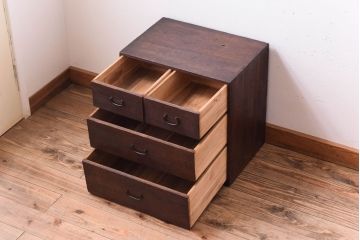 アンティーク家具　古い桐材製のアンティーク小引き出し