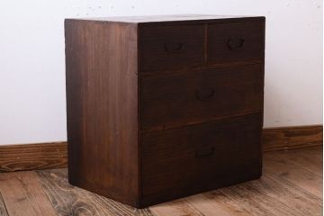 アンティーク家具　古い桐材製のアンティーク小引き出し