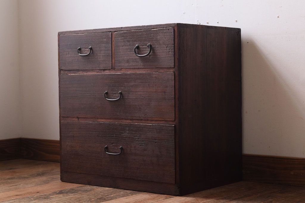 アンティーク家具　古い桐材製のアンティーク小引き出し