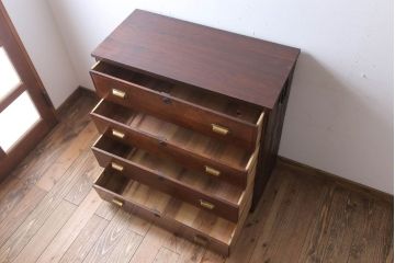 アンティーク家具　古い木製のシンプルなアンティークチェスト(衣装箪笥)