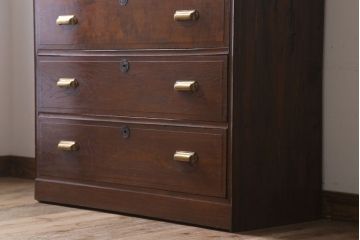 アンティーク家具　古い木製のシンプルなアンティークチェスト(衣装箪笥)