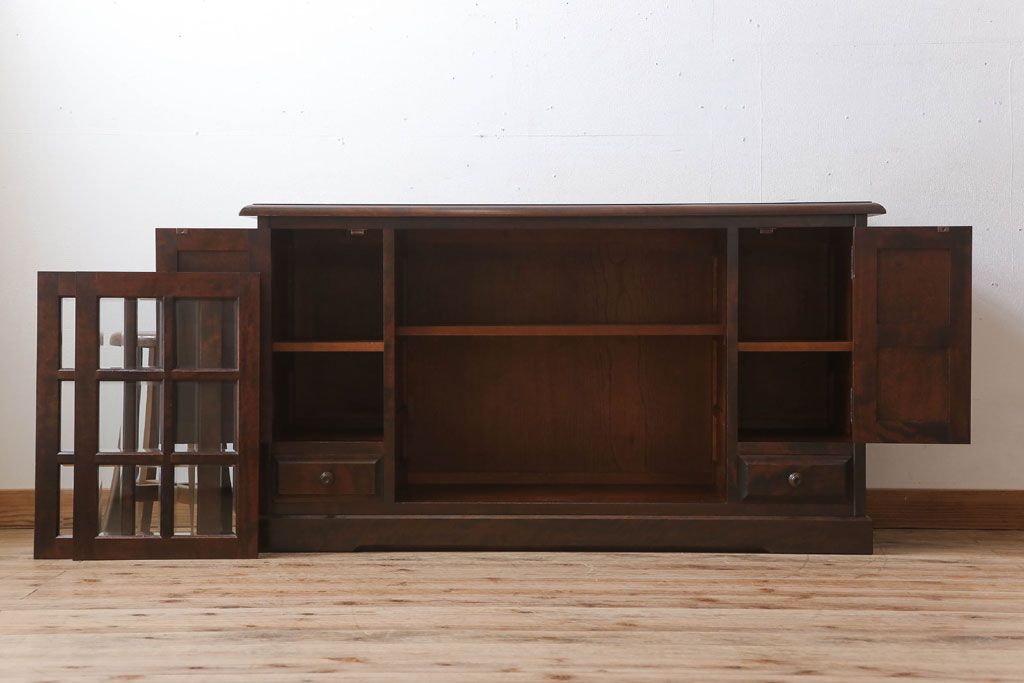 中古　北海道民芸家具　サイドボード(引き戸)(定価約29万円)