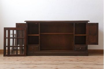 中古　北海道民芸家具　サイドボード(引き戸)(定価約29万円)
