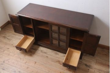 中古　北海道民芸家具　サイドボード(引き戸)(定価約29万円)