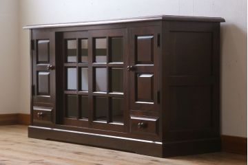 中古　北海道民芸家具　サイドボード(引き戸)(定価約29万円)