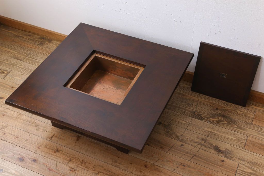 中古　北海道民芸家具　座炉付テーブル(定価約34万円)