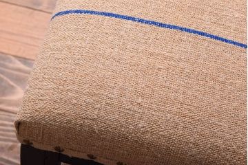 アンティーク家具　アンティークリネン座面!古い木製のクッション座面角スツール