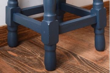 アンティーク家具　アンティークリネン座面!古い木製のクッション座面角スツール