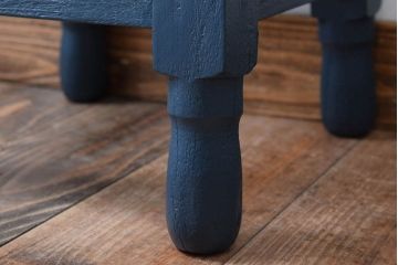 アンティーク家具　アンティークリネン座面!古い木製のクッション座面角スツール