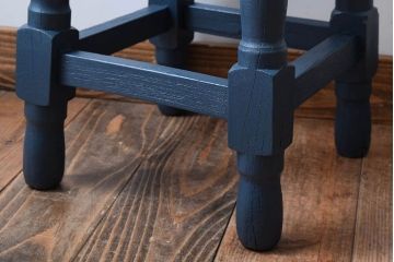 アンティーク家具　アンティークリネン座面!古い木製のクッション座面角スツール