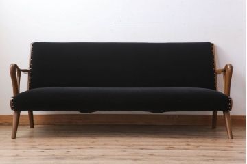 アンティーク家具　ナラ材製!おしゃれなデザインの3人掛けアームソファ