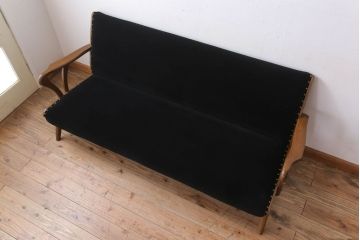 アンティーク家具　ナラ材製!おしゃれなデザインの3人掛けアームソファ