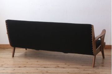 アンティーク家具　ナラ材製!おしゃれなデザインの3人掛けアームソファ