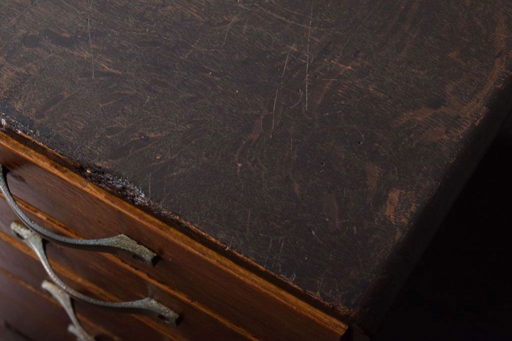 レトロ家具　昭和レトロ　古い木製のアンティーク5杯小引き出し(1)