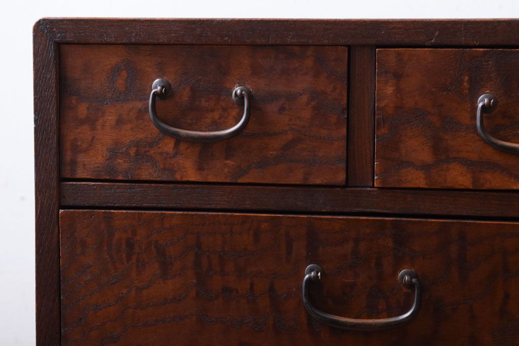 レトロ家具　昭和レトロ　古い木製のアンティーク6杯小引き出し(2)