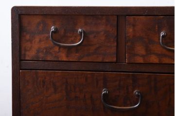 レトロ家具　昭和レトロ　古い木製のアンティーク6杯小引き出し(2)