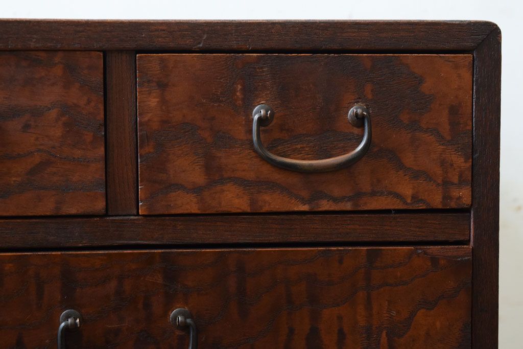 レトロ家具　昭和レトロ　古い木製のアンティーク6杯小引き出し(2)