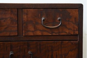 レトロ家具　昭和レトロ　古い木製のアンティーク6杯小引き出し(2)