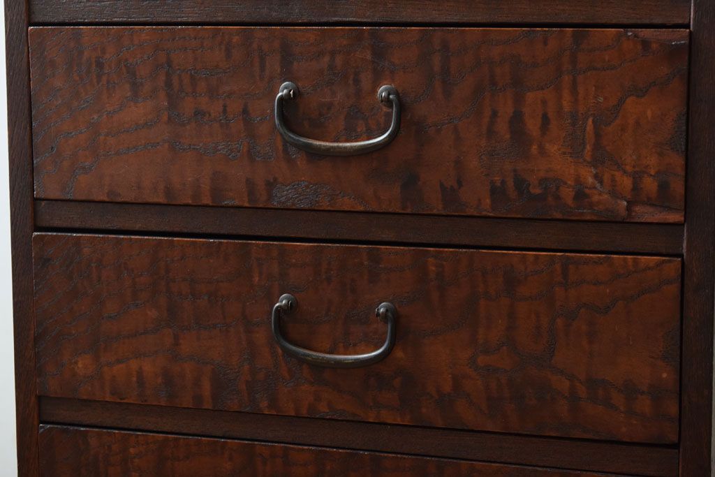 レトロ家具　昭和レトロ　古い木製のアンティーク6杯小引き出し(2)