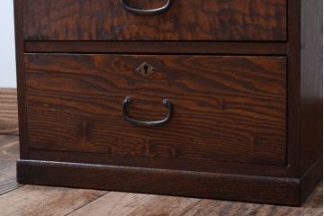 レトロ家具　昭和レトロ　古い木製のアンティーク6杯小引き出し(2)