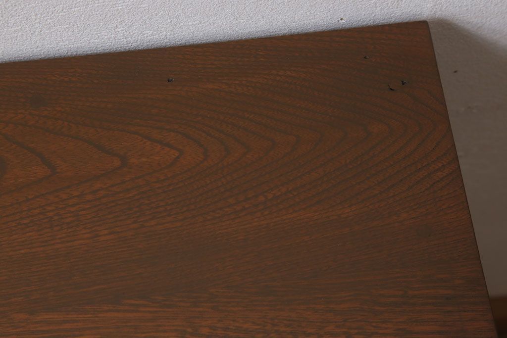 アンティーク家具　モールガラス入り!栓材製サイドテーブル(収納棚)