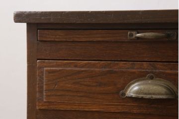 アンティーク家具　モールガラス入り!栓材製サイドテーブル(収納棚)