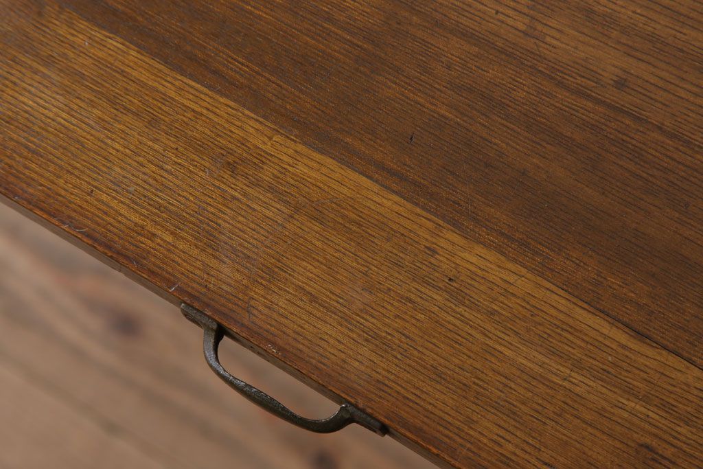 アンティーク家具　モールガラス入り!栓材製サイドテーブル(収納棚)