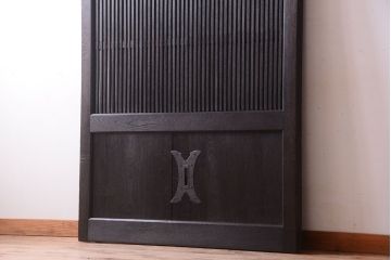 明治大正期　古民具・骨董　総欅材　ガラス入り!アンティーク蔵戸(玄関戸)