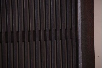 明治大正期　古民具・骨董　総欅材　ガラス入り!アンティーク蔵戸(玄関戸)