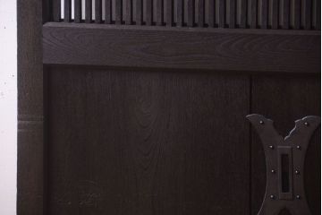 明治大正期　古民具・骨董　総欅材　ガラス入り!アンティーク蔵戸(玄関戸)