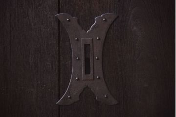 明治大正期　古民具・骨董　総欅材　ガラス入り!アンティーク蔵戸(玄関戸)