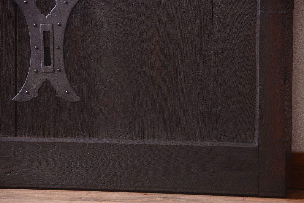 明治大正期　古民具・骨董　総欅材　ガラス入り!アンティーク蔵戸(玄関戸)