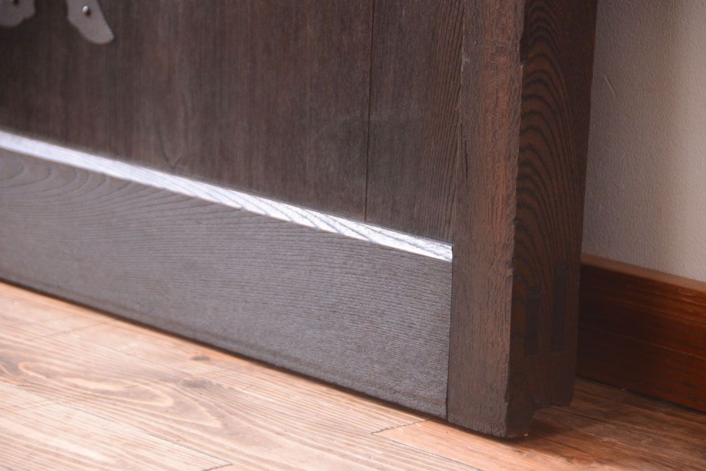 明治大正期　古民具・骨董　総欅材　ガラス入り!アンティーク蔵戸(玄関戸)