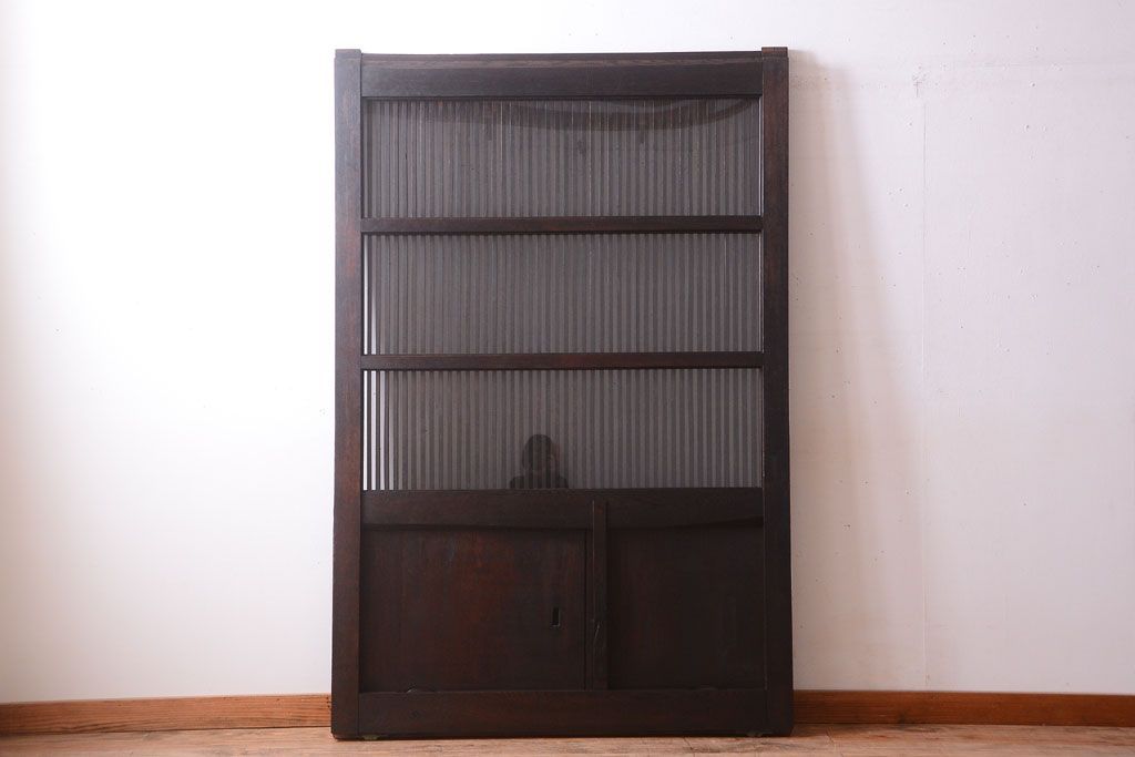 明治大正期　古民具・骨董　総欅材　ガラス入り!アンティーク蔵戸(玄関戸)