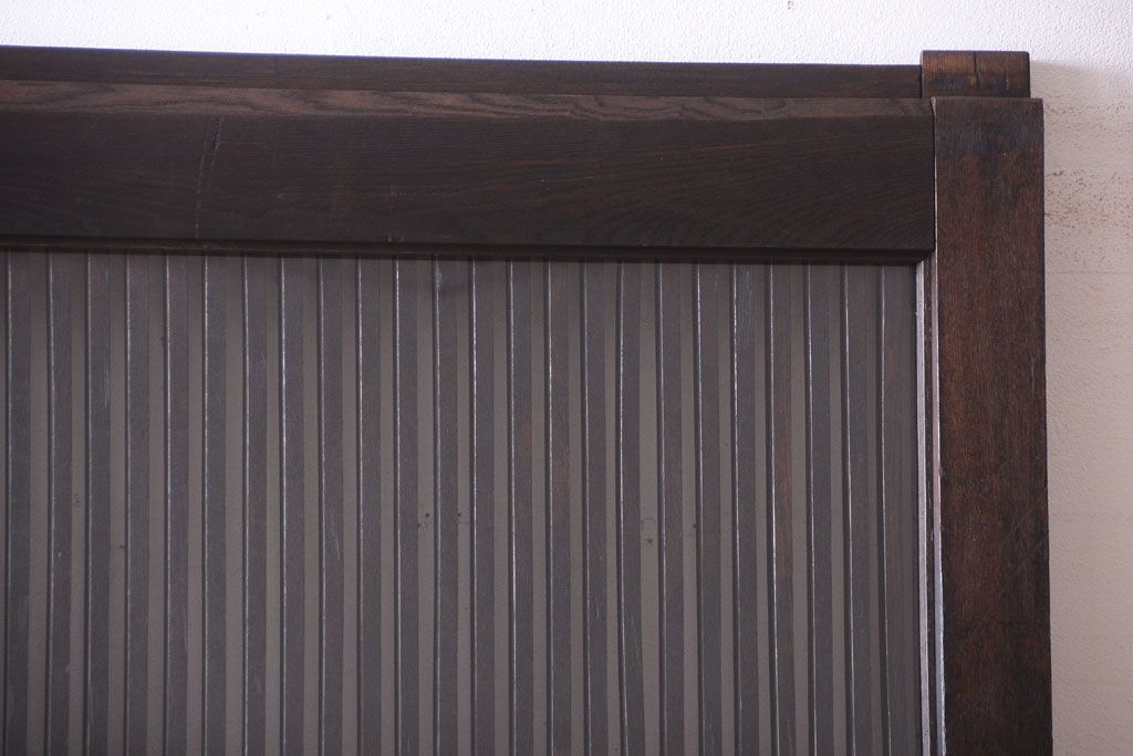 明治大正期　古民具・骨董　総欅材　ガラス入り!アンティーク蔵戸(玄関戸)