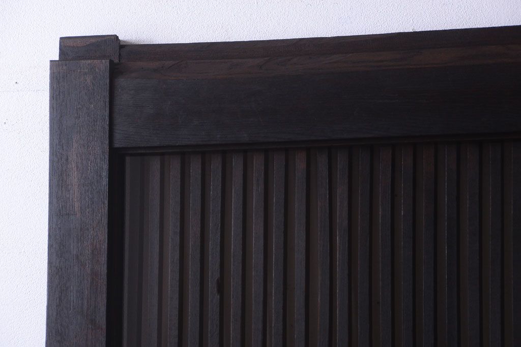 明治大正期　古民具・骨董　総欅材　ガラス入り!アンティーク蔵戸(玄関戸)