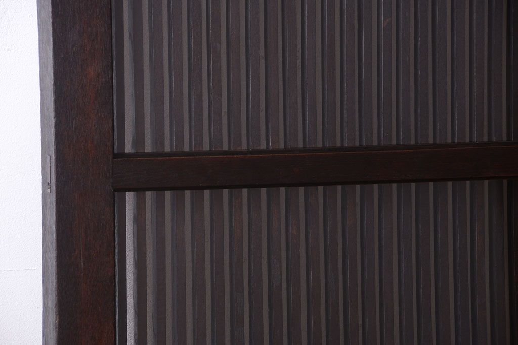 明治大正期　古民具・骨董　総欅材　ガラス入り!アンティーク蔵戸(玄関戸)