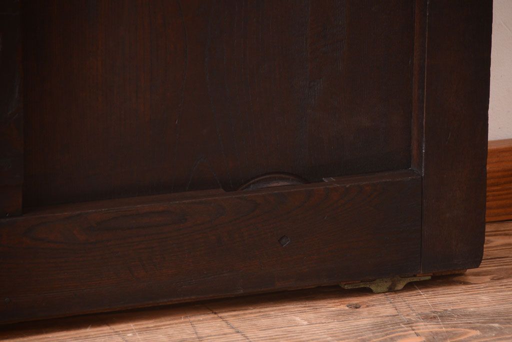 明治大正期　古民具・骨董　総欅材　ガラス入り!アンティーク蔵戸(玄関戸)