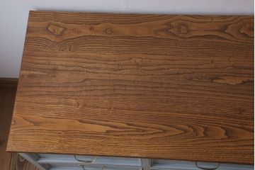 アンティーク家具　水色グレーペイント!おしゃれなローチェスト(ローボード)