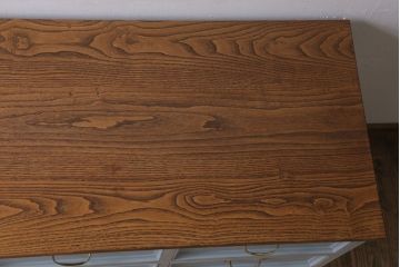 アンティーク家具　水色グレーペイント!おしゃれなローチェスト(ローボード)