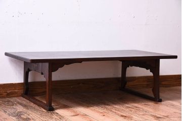 アンティーク家具　和製アンティーク　総欅材!上品な文机(テーブル・机)