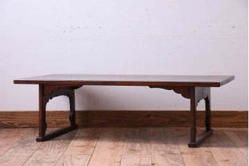 アンティーク家具　和製アンティーク　総欅材!上品な文机(テーブル・机)