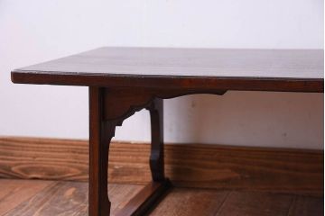 アンティーク家具　和製アンティーク　総欅材!上品な文机(テーブル・机)